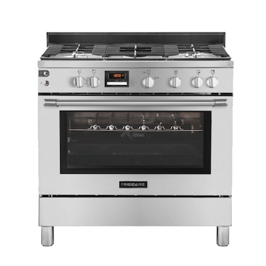 90cm 5-burner gas cooking range with 126.9L self-cleaning oven - Stainless steel