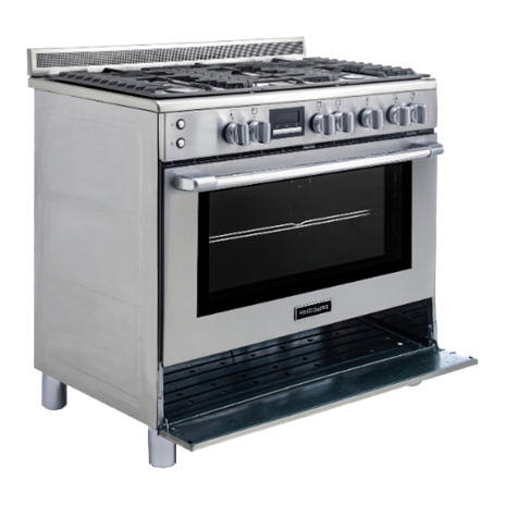 90cm 5-burner gas cooking range & 126.9L oven - Stainless steel ...