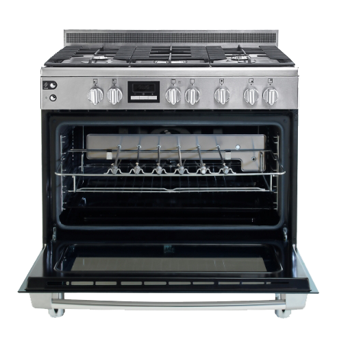 90cm 5-burner gas cooking range with 2 cooking levels & 127L self ...