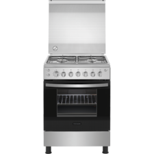 60cm 4-burner gas cooking range with 1 cooking level & 72L self-cleaning oven - Stainless steel